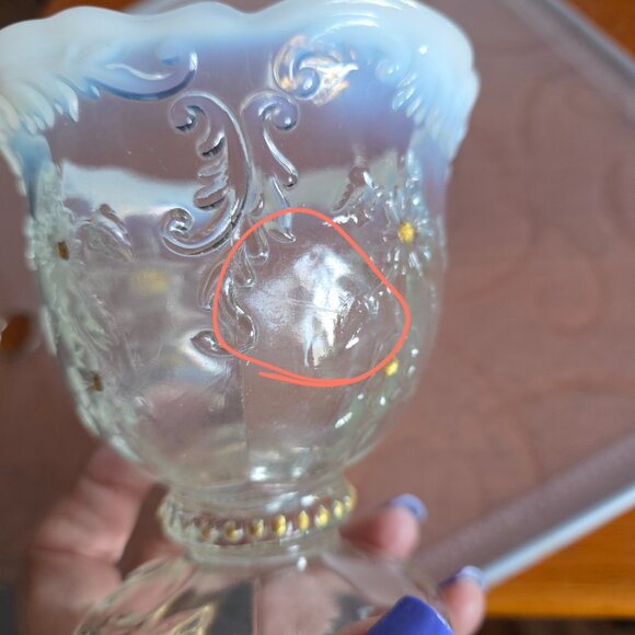 VINTAGE NORTHWOOD EAPG INTAGLIO White Opalescent Spooner Gold Leaf - Picture 9 of 9